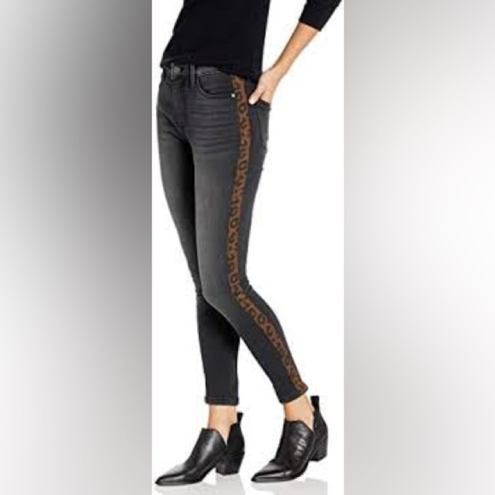 Sanctuary Women's Skinny Jeans - Black with Leopard Accents